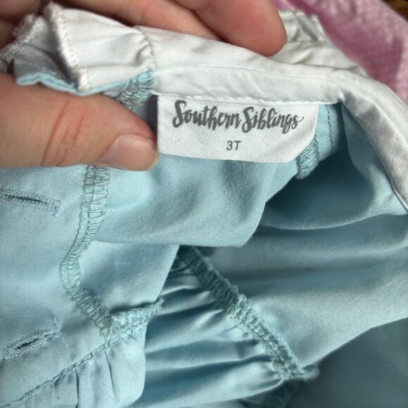 Southern Siblings Light Blue Dress Floral Embroidery Ruffle Girls 3T see INFO - Picture 5 of 8